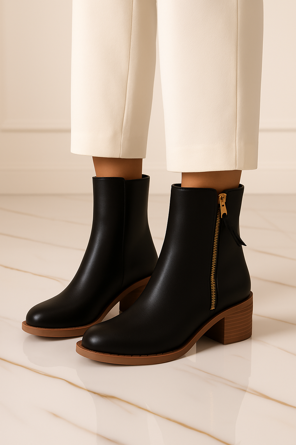 Mid-Calf Side Zipper Women Boots