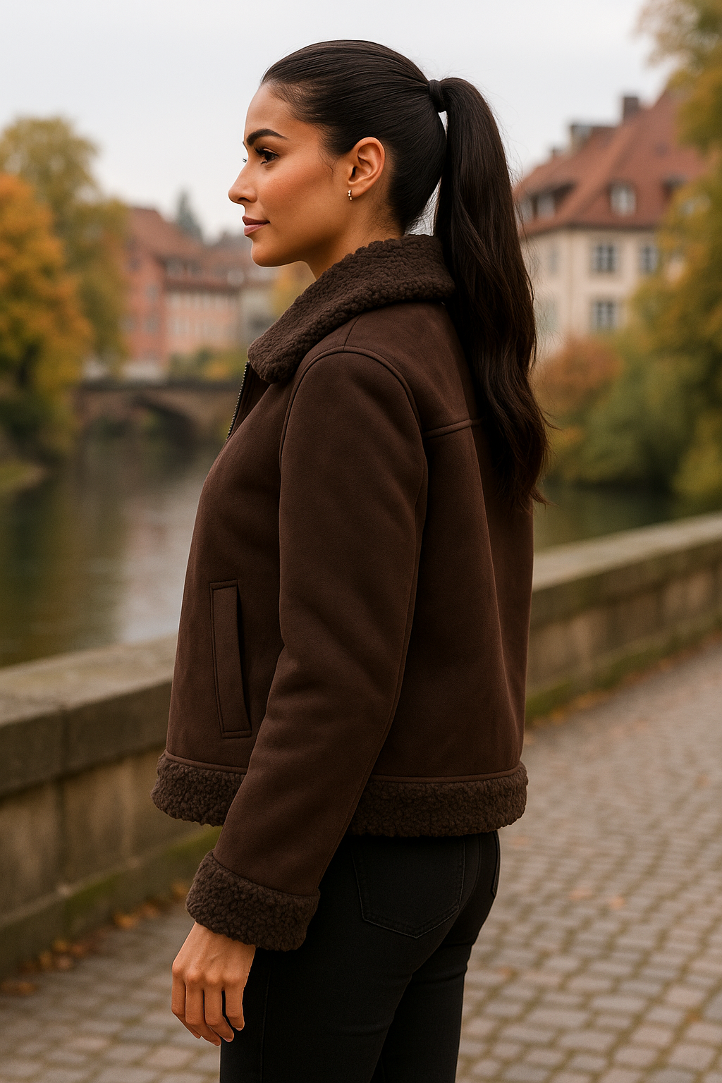 Luxuriöse Damen Winterjacke mit Sherpa-Fleece-Warm & Stilvoll